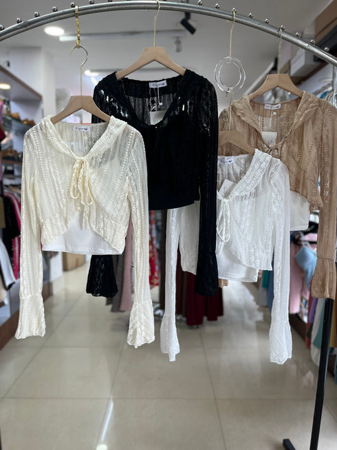 Fancy Lacey Shrug With Tank Tops Sets